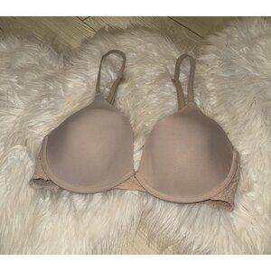 Natori Plush Full Fit Contour Bra Lined Underwure Womens 30DDD Beige 731222